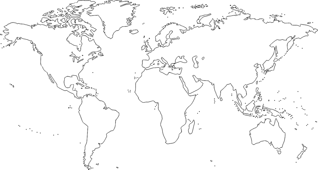 トップ世界地図 アジア 白地図